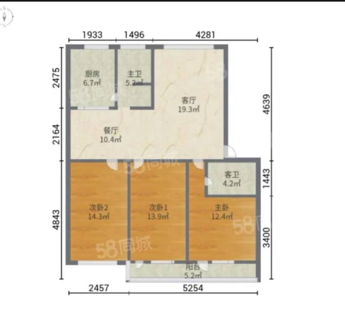 普通裝修3室2廳2衛120m2110萬元