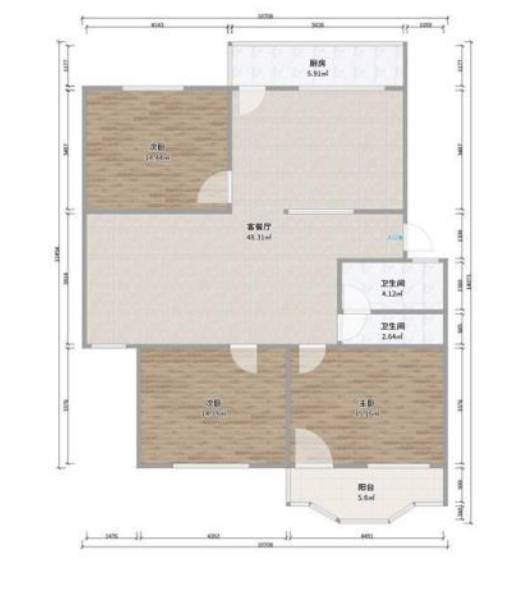 精裝修3室1廳1衛108m2