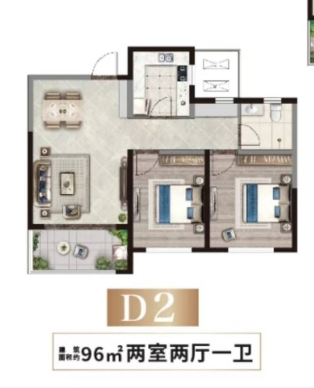 毛坯2室1廳1衛97m271萬元