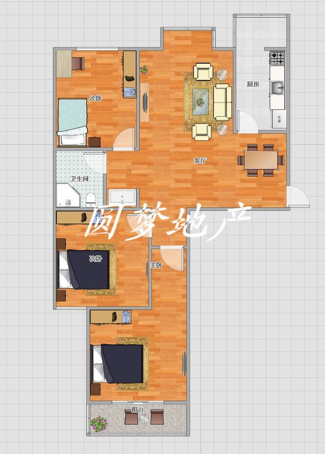 香格里拉三室四十四萬元毛坯房任意裝修