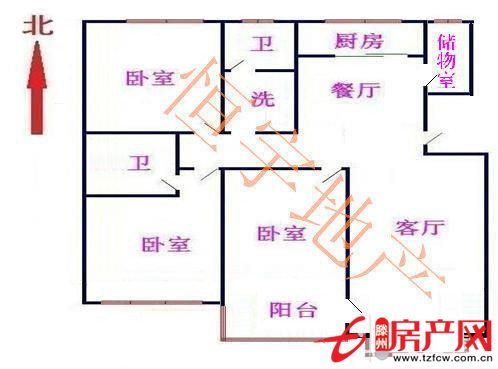 通盛三室兩廳兩衛，兩室一廳向陽，有證