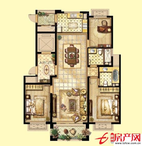 南北通透三居，主客廳和兩個臥室均朝南，現房