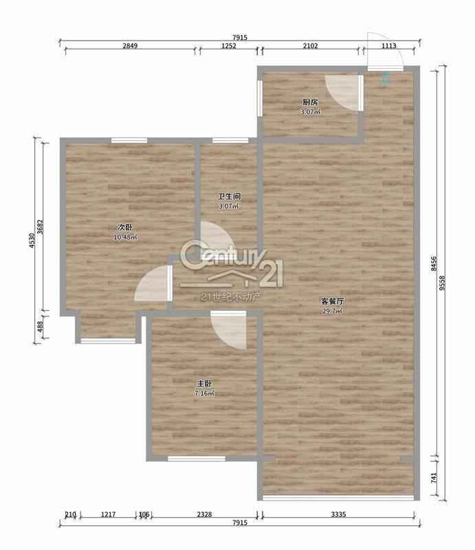 熙城國際誠園毛坯2室2廳1衛108m288萬元